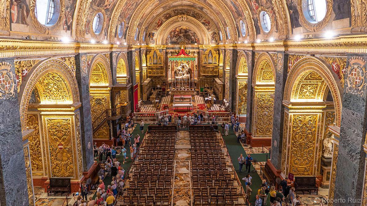 Baroque interior of St. John's Co-Cathedral